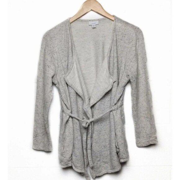 Pure Jill Women Cardigan Sweater Knitted Open Front Tie Waist Gray Petite Large - Picture 1 of 8